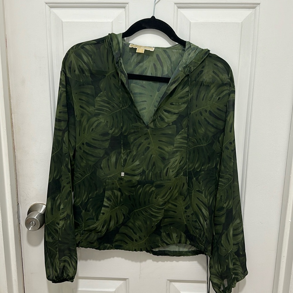 GUC Michael Kors Sheer Palm Leaves Top